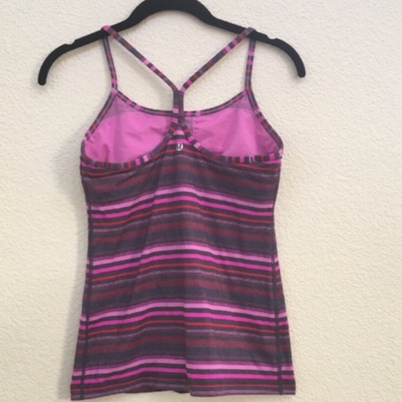 Lululemon Power Y Purple & Pink Stripe Tank Top With Built in Support Size 6 - Picture 2 of 4